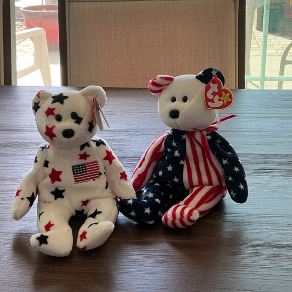Patriotic Star Stuffed Bears - Red White and Blue